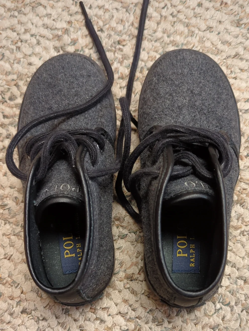 Polo by Ralph Lauren Kids Gray Felt Lace-Up Boots